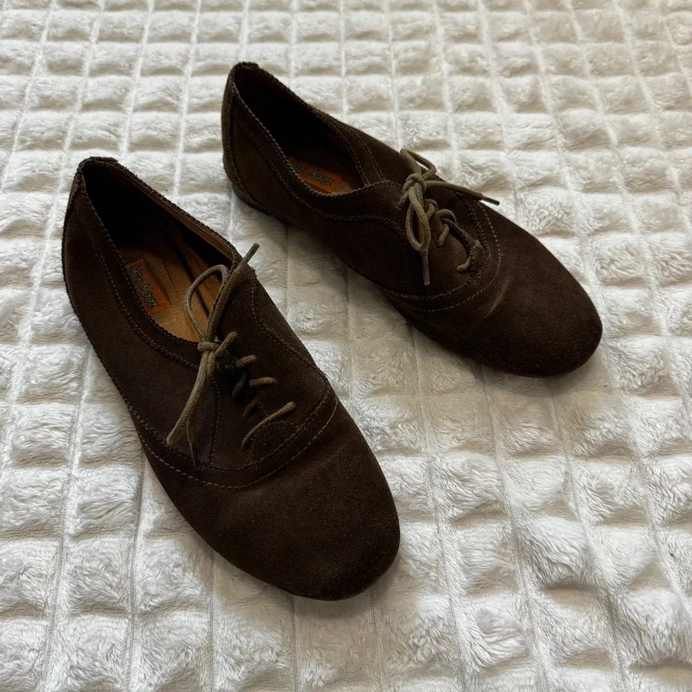 Miz Mooz 8.5 Sordid Brown Suede Lace Up Oxford Flats Loafers Y2K Academia